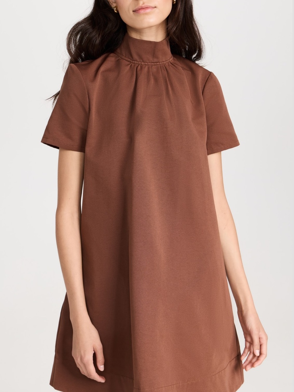 STAUD Brown Tie-Neck Mini Dress